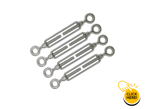 Windmill Parts: (4 Pack) M6 304 Stainless Steel Eye & Eye Tower Turnbuckles O to O Turnbuckle